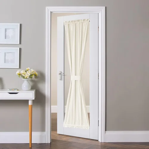 Miniatura 8 de NICETOWN Cortina negra de terciopelo para puerta de cocina/baño/patio/puerta corrediza de vidrio, aislante, con bolsillo para barra, insonorizante