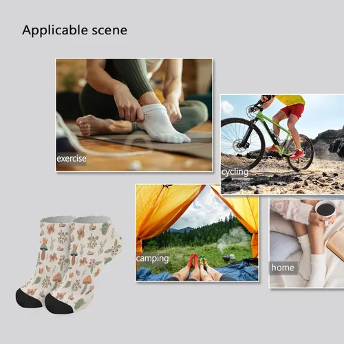 Miniatura 7 de Calcetines de corte bajo para mujer, calcetines invisibles, calcetines atléticos de moda, lindos hongos, hongos divertidos, hongos mágicos, plantas