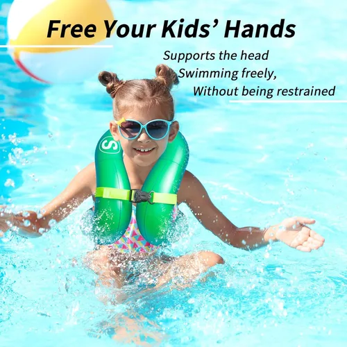 Miniatura 5 de Chaleco de natación, chaqueta de natación inflable, flotadores de piscina, flotación ligera para niños pequeños, adolescentes y adultos