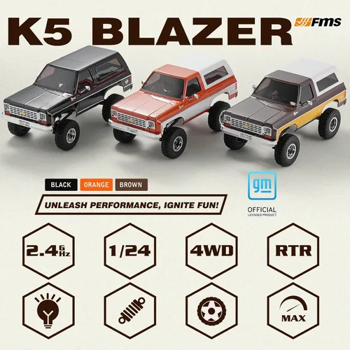 Miniatura 2 de BEEZRC FMS 1/24 FCX24S Chevy K5 Blazer S RC Crawler, con licencia oficial RC Rock Crawler, camioneta RC SUV 4WD 2.4GHz Hobby RC modelo, 5.0 mi/h