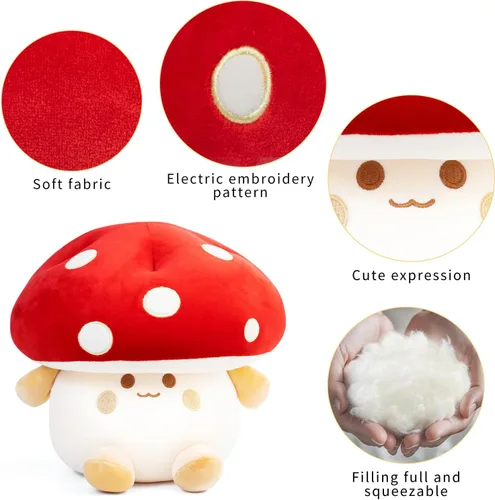 Miniatura 4 de Juguetes de peluche de hongos de 12 pulgadas, linda almohada de peluche de hongos, regalo de cumpleaños, decoración del hogar, Halloween para niños
