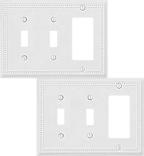 Miniatura 37 de OKAWYC Cubierta de Interruptor de Luz de Tomacorriente Dúplex Individual Belaire de Metal con Cuentas para Pared, Paquete de 4 Latón Antiguo 1 Gang