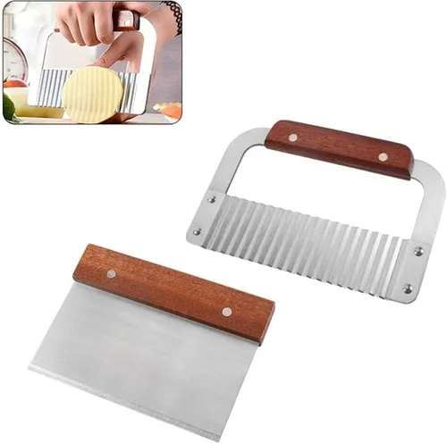 Miniatura 6 de Paquete de 2 moldes de jabón de acero inoxidable ondulado y recto, cortador de jabón, adornar patatas y verduras, herramienta de corte Wavy& Straight