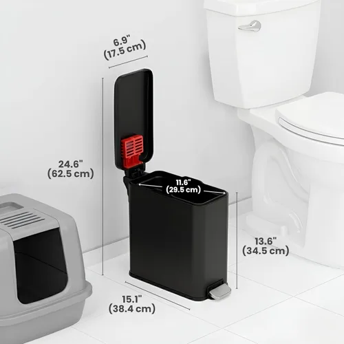 Miniatura 10 de iTouchless Cubo de basura para excrementos de perro de 3 galones/11 litros con tapa y filtro de olor AbsorbX, cubo de basura de acero inoxidable a