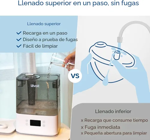 Miniatura 8 de LEVOIT Humidificadores para dormitorio, habitación grande, hogar, (6L) difusor de aceite esencial de llenado superior de niebla fría para bebés