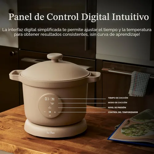 Miniatura 5 de Our Place Dream Cooker Multicocina antiadherente de cerámica de 6 cuartos de galón y olla a presión con controles de pantalla táctil y liberación