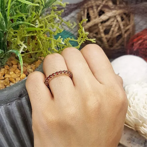 Miniatura 6 de Dazzlingrock Collection Anillo de boda apilable de eternidad con piedras preciosas o diamantes redondos para mujer en oro