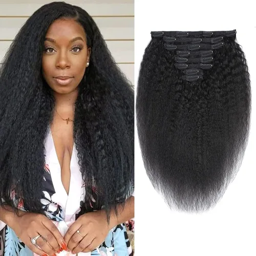 Miniatura 22 de Extensiones de cabello ondulado con clip, rizado natural, 100% cabello humano brasileño sin procesar, para mujeres negras (12 pulgadas)