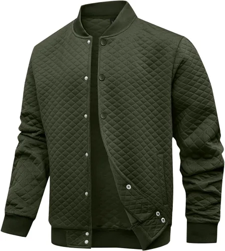 Miniatura 13 de Wizoat Chaqueta universitaria para hombre, chaqueta ligera casual con diseño de gofre, chaquetas bomber