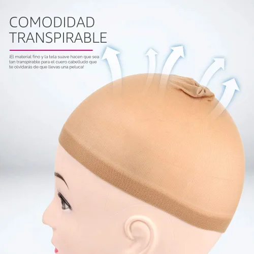 Miniatura 5 de Fandamei 4 piezas Gorras de Peluca de Media de Nailon Elástico Marrón Claro para Mujeres