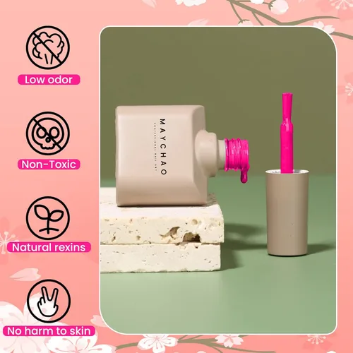 Miniatura 5 de MAYCHAO Esmalte de uñas de gel rosa intenso de 0.5 onzas líquidas, 1 unidad de esmalte de gel rosa brillante, esmalte de uñas que se absorbe con luz