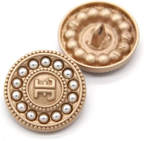 Miniatura 15 de 5 piezas de botones de oro con perlas de metal para mujer, botones para abrigo de suéter, decoración para ropa, accesorios de costura y manualidades