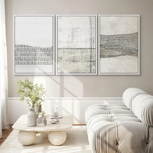 Miniatura 242 de SIGNWIN Lienzo enmarcado para pared, arte con pinceladas de flujo neutro en tonos beige abstractos, ilustraciones, arte moderno, decorativo