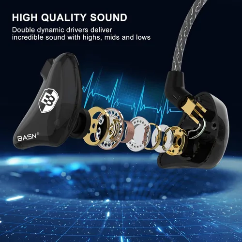 Miniatura 2 de BASN Bsinger BC100 - Auriculares con monitor de oído, ajuste universal, aislamiento de ruido, auriculares IEM para músicos, cantantes, audiófilos