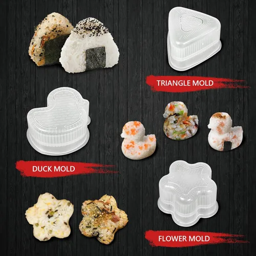 Miniatura 5 de Set de máquina de sushi HI NINGER, kit de máquina de sushi de 24 piezas para principiantes para hacer su propio sushi. Puede usarse como plato