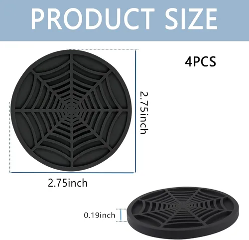 Miniatura 2 de 4 posavasos de silicona para portavasos de automóvil, diseño de telaraña, antideslizantes, universales, de 2.75 pulgadas, para accesorios
