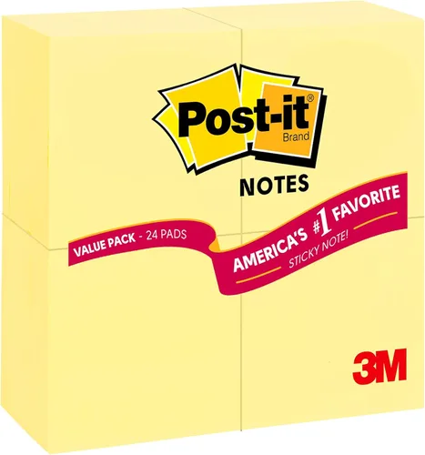 Miniatura 12 de Post-it Notas de 3 x 3 pulgadas, 2 blocs, notas adhesivas favoritas #1 de Estados Unidos, amarillo canario, eliminación limpia, reciclable (654)