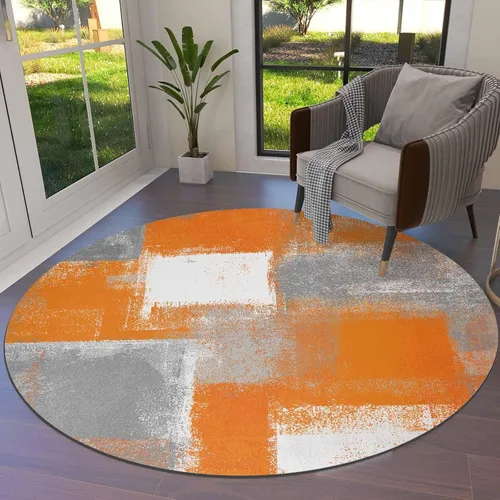 Alfombras de Acción de Gracias, alfombra abstracta geométrica con graffiti pintura al óleo naranja, alfombra antideslizante a prueba de manchas para