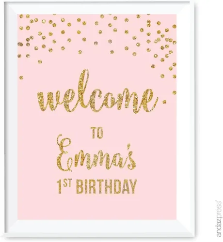 Miniatura 22 de Andaz Press Colección de fiesta de primer cumpleaños de niña con purpurina rosa rubor, pancarta colgante con cuerda, feliz primer cumpleaños, 5