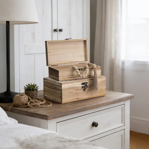 Miniatura 5 de 2 cajas de recuerdo de madera tallada con tapa con árbol de la vida, cajas de almacenamiento decorativas para decoración del hogar, caja