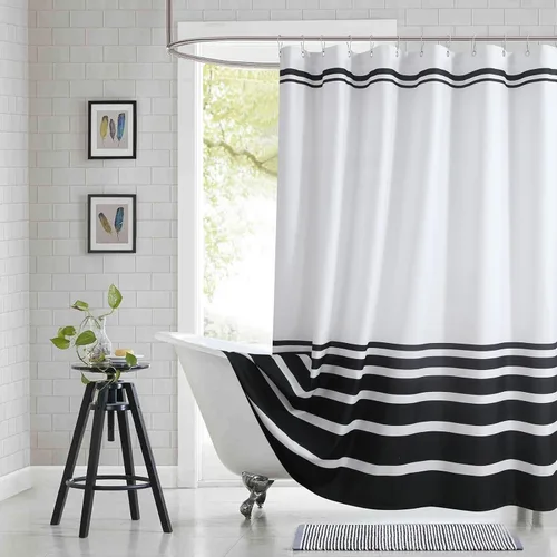 Miniatura 30 de Cortina de ducha gris, cortinas de ducha de tela de microfibra gris degradado para baño, cortinas de baño modernas impermeables, 72 pulgadas