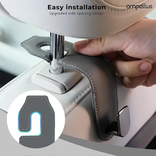 Miniatura 3 de Gancho para reposacabezas de automóvil, paquete de 2 ganchos de cuero para asientos de automóvil para bolsos y bolsas, accesorios de organización