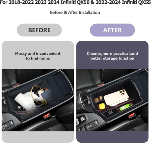Miniatura 2 de Organizador de consola central Infiniti QX50 QX55 2018-2023 Accesorios para reposabrazos (rojo)