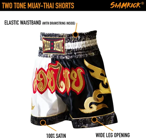 Miniatura 5 de SIAMKICK Pantalones cortos clásicos de Muay Thai para hombres y mujeres, boxeo, kickboxing, alto grado, artes marciales mixtas, ropa de entrenamiento