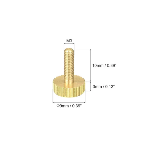 Miniatura 2 de uxcell Tornillos moleteados para pulgar, pernos planos de latón M3x10mm, sujetadores para PC, electrónicos, mecánicos, 8