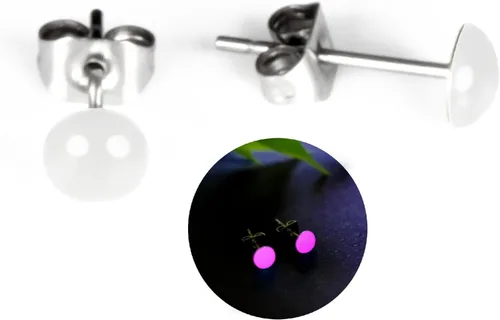 Miniatura 20 de Glow-in-the-Dark 5mm Round Stainless Steel Stud Earrings for Women, Teens & Girls Over 12 Years Old- Hypoallergenic, Flat Back Earrings, Handmade in