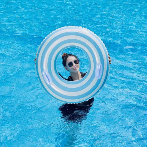 Miniatura 6 de Flotador de piscina grande a rayas, flotadores inflables de piscina para adultos, paquete de 2 flotadores de piscina, tubos de piscina, anillos