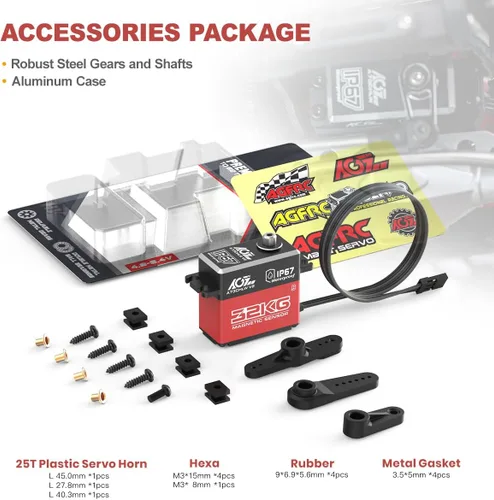 Miniatura 8 de AGFRC Servo RC de alto par de torsión impermeable IP67 de 70.5 lbs - Servo de dirección sin núcleo de engranaje de metal completo para 1/10 RC Car