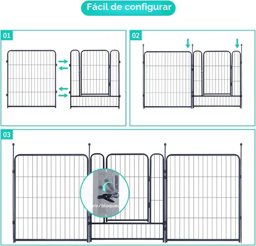 Miniatura 4 de Corralito portátil para perros al aire libre, cerca para perros, corralito para perros grandes/medianos/pequeños, cercas para perros para el patio