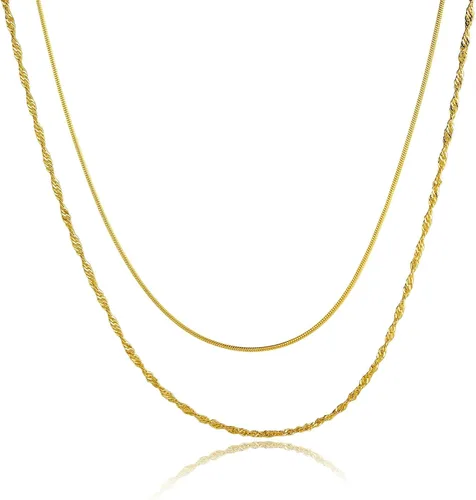 Miniatura 11 de Collares en capas para mujer, chapados en plata, delicada cuerda torcida de serpiente, delicado collar en capas, gargantilla de diferentes
