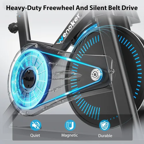 Miniatura 4 de Exercise Bike, Wenoker Magnetic Stationary Bike for Home App Sync Indoor Bike with Adjustable Seat and Handlebar, Transport Wheels and Fitness