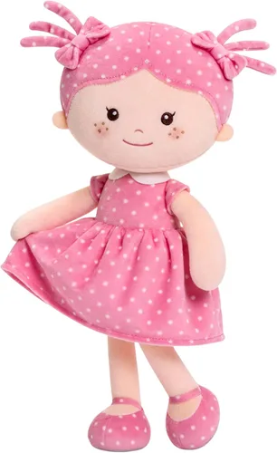Miniatura 13 de Onetoo First Baby Doll - Muñeca de felpa para niñas, muñeca de trapo suave para niñas, durmiendo, abrazo, amigo, vestido sin mangas, color rosa