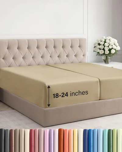 Miniatura 128 de Sábana bajera ajustable extra profunda tamaño completo – Sábana bajera individual de lujo para hotel únicamente – Se adapta fácilmente a colchones