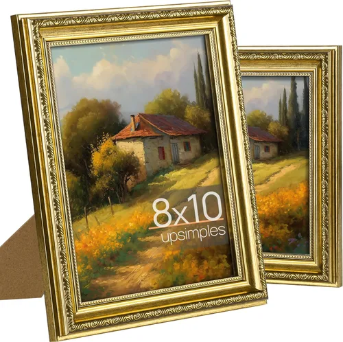 upsimples Marco de fotos de 8 x 10 pulgadas con cristal real, marcos de fotos vintage ornamentados de 8 x 10 pulgadas para decoración de pared o