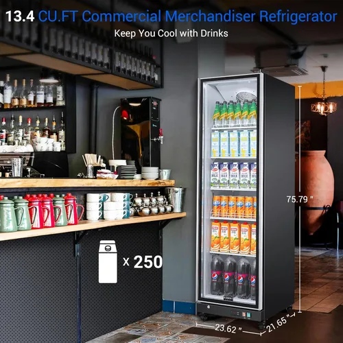 Miniatura 2 de Refrigerador comercial BODEGACOOLER para bebidas con puerta de vidrio, refrigerador comercial para bebidas de 12.5 pies cúbicos, refrigerador