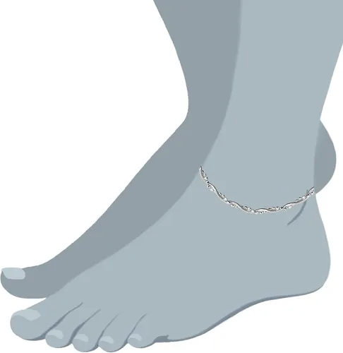 Miniatura 3 de Braided Bead And Snake Style Chain Anklet In Sterling Silver
