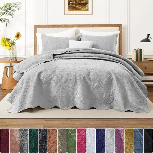 Miniatura 24 de MOONLIGHT20015 Edredón tamaño King (106 x 96 pulgadas) con 2 fundas de almohada (20 x 36 + 2 pulgadas) para todas las estaciones, juego de cama Azul