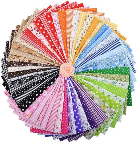 Tela, 56 unidades/lote superior de algodón de 9.8 x 9.8 pulgadas (9.8 in x 9.8 in) cuadrados, precortados multicolor y diferentes patrones para