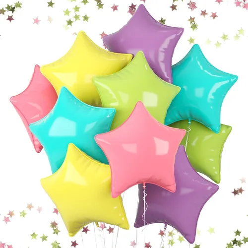 Miniatura 10 de Globos de estrellas rojas, azules y negras, globo de papel de aluminio de 18 pulgadas para helio, paquete de 10 globos rojos y azules, globo de Negro