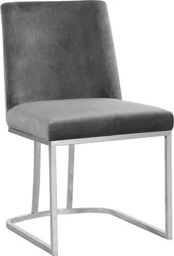 Miniatura 5 de Meridian Furniture Heidi Collection Modern - Silla de comedor tapizada de terciopelo contemporáneo con marco de metal cromado pulido, juego de 2, 19