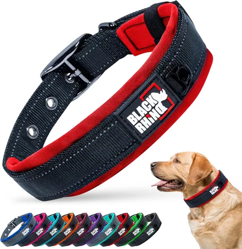 Miniatura 18 de Collares para perros Black Rhino para perros medianos - Collar de perro ajustable reflectante resistente con acolchado de neopreno ultra suave
