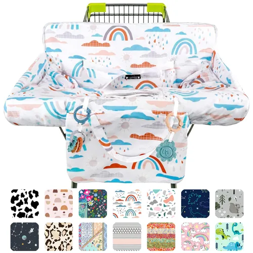 Miniatura 11 de Funda para carrito de compras para bebé 2 en 1 Funda para silla alta con arnés de seguridad Multifuncional Patrón de dinosaurio Cubiertas de carrito