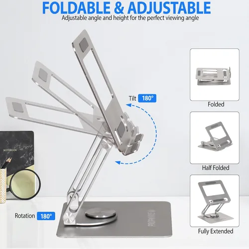 Miniatura 3 de Soporte giratorio para tableta para iPad/Kindle/iPhone de 13 a 4.7 pulgadas, soporte ajustable para tablet para escritorio, cocina, PC, accesorios