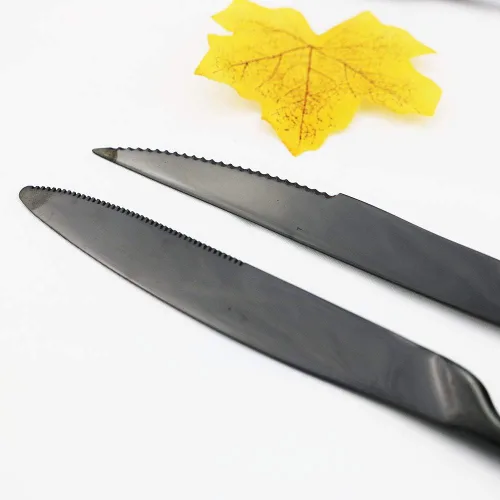 Miniatura 4 de JASHII Juego de cubiertos negros de 24 piezas, juego de vajilla de acero inoxidable 18/10 para 4, incluye cuchillo, tenedor/cuchara, pulido