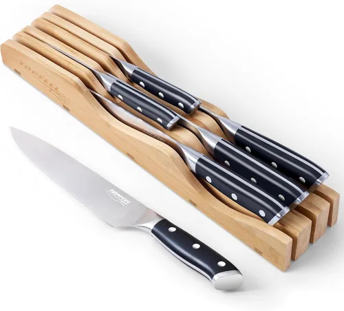Miniatura 8 de Topfeel Juego de cuchillos de chef profesional, cuchillo afilado, juego de cuchillos de cocina alemanes de acero inoxidable de alto carbono, 3
