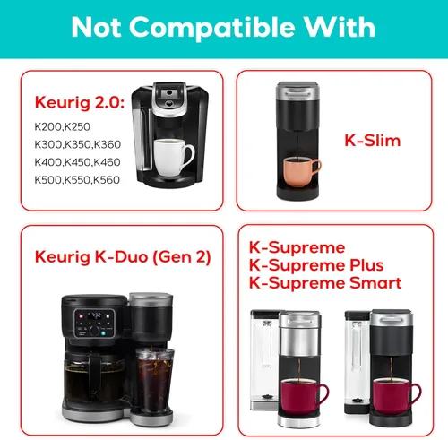 Miniatura 3 de CASABREWS CASKF02 - Filtros reutilizables para tazas K, paquete de 2 cápsulas de café recargables de acero inoxidable para cafeteras Keurig 1.0